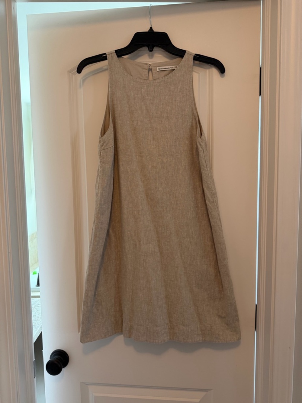 Abercrombie & Fitch Sleeveless Linen Shift Mini Dress - Light Beige
